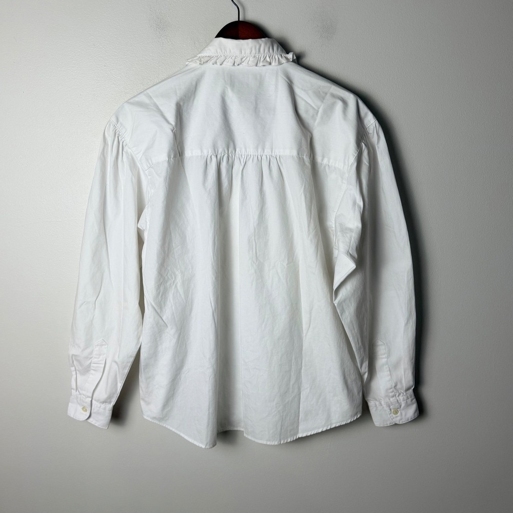 VTG 90s Eddie Bauer Embroidered Heart Ruffle Collar Blouse Large Cottage Prairie - Picture 9 of 14